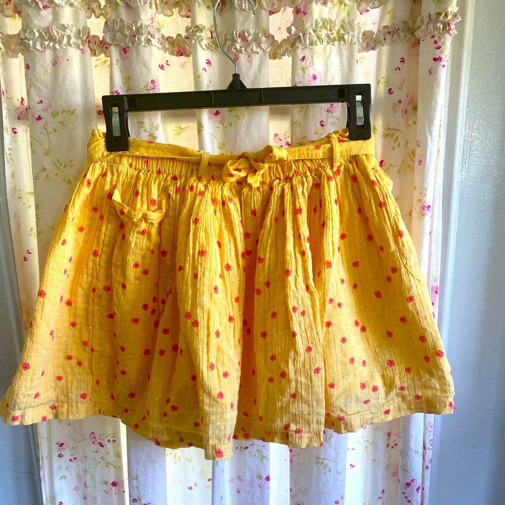 CAT & JACK • Yellow Tie-Waist Floral Skirt w/ Pockets
